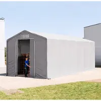 TOOLPORT Tenthal 6x12 m, PRIMEtex zeil, grijs, met statica (aarde)