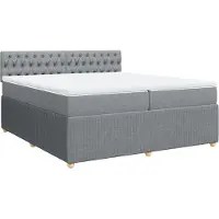 vidaXL Boxspring met matras stof lichtgrijs 200x200 cm