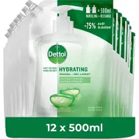 Dettol - Handzeep - Antibacterieel - Navulling Hydrating Aloe Vera - 12x 500ML - Voordeelverpakking
