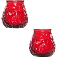 Cosy & Trendy 2x Rode tafelkaarsen in glazen houders 7 cm brandduur 17 uur - Waxinelichtjes