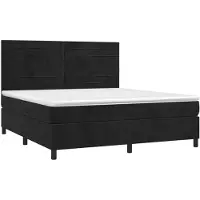 vidaXL Boxspring met matras fluweel zwart 180x200 cm