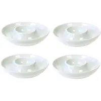Cosy & Trendy Set van 4x stuks eierdopje van porselein wit 8 cm - Eierdopjes