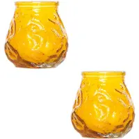 Cosy & Trendy 2x Gele tafelkaarsen in glazen houders 7 cm brandduur 17 uur - Waxinelichtjes