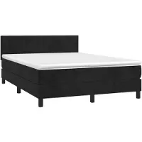 vidaXL Boxspring met matras fluweel zwart 140x190 cm