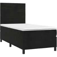 vidaXL Boxspring met matras fluweel zwart 90x200 cm