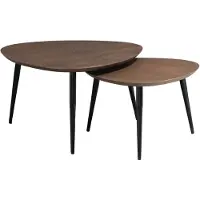 Lizzely Garden & Living Salontafel organisch set van 2 mangohout Leyla walnoot bruin bijzettafel