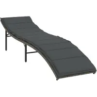 vidaXL Ligbed met kussen 55x199x50 cm poly rattan grijs