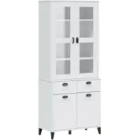 vidaXL Hoge kast VIKEN, wit, 80x40x190 cm, massief grenenhout
