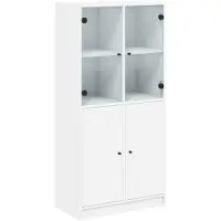 vidaXL Hoge kast met deuren 68x37x142 cm bewerkt hout wit