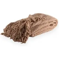 Tiseco - Deken RENEE - warm gebreide structuurplaid - 150x200 cm, Zand