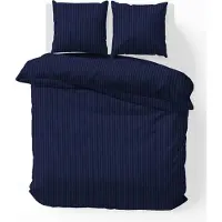 ISleep Satijnstreep Kussensloop - 60x70 cm - Donker Blauw