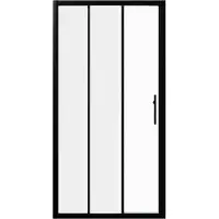 Linie Cadiz driedelige douche schuifdeur 100 cm x 190 cm Helder glas mat zwart profiel
