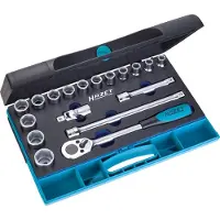 Hazet Dopsleutelset 932/18 · 1/2 inch (12,5 mm) vierkant hol · Buiten-zeskant-tractieprofiel · 18-delig · 10 – 27