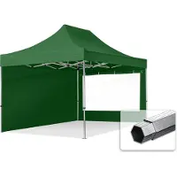 TOOLPORT 3x4,5 m Easy up partytent PROFESSIONAL alu 40mm met zijwanden (panorama), donkergroen