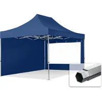 TOOLPORT 3x4,5 m Easy up partytent PROFESSIONAL alu 40mm met zijwanden (panorama), blauw