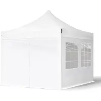 TOOLPORT 3x3 m Easy up partytent met zijwanden (4 vensters), wit