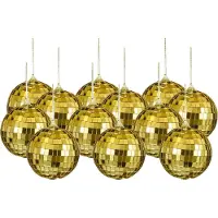 House of Seasons Discobal kerstballen - 12x st- goud - 8 cm - foam - spiegelbol