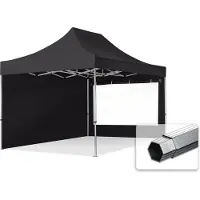 TOOLPORT 3x4,5 m Easy up partytent PROFESSIONAL alu 40mm met zijwanden (panorama), zwart