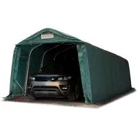 TOOLPORT Garagetent 3,3x9,6 m - 2m hoogte van de ingang,PVC 800, donkergroen, met statica - bodem aarde