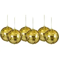 House of Seasons Discobal kerstballen - 6x st- goud - 8 cm - foam - spiegelbol