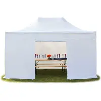 TOOLPORT 3x4,5 m Easy up partytent PVC met zijwanden, PROFESSIONAL alu 40mm, wit