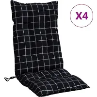 vidaXL Stoelkussens 4 st hoge rug ruitpatroon oxford stof zwart