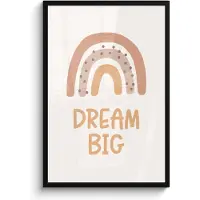 PosterMonkey Poster in lijst - Fotolijst 60x90 cm - Posters - Regenboog - Quote - Dream Big - Pastel kleuren - Posterlijst zwart - Kamer decoratie - Wanddecoratie kinderkamer - Muurdecoratie babykamer