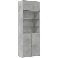 vidaXL Opbergkast 80x42,5x225 cm bewerkt hout betongrijs