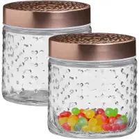 Urban Living Voorraadpot/bewaarpot Blair - 2x - 500 ml - glas - koperen deksel - D11 x H13 cm