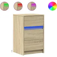vidaXL Nachtkastje met LED-verlichting bewerkt hout sonoma eikenkleur