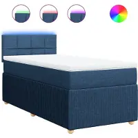 vidaXL Boxspring met matras stof blauw 90x200 cm