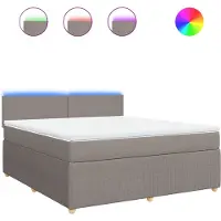 vidaXL Boxspring met matras stof taupe 180x200 cm