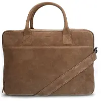 Manfield Taupe suède laptoptas 18.5 inch | Maat Onesize