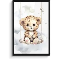 PosterMonkey Poster in lijst - Fotolijst 40x60 cm - Posters - Luipaard - Dier - Kinderen - Babykamer - Kinderkamer - Posterlijst zwart - Kamer decoratie - Wanddecoratie kinderkamer - Muurdecoratie babykamer