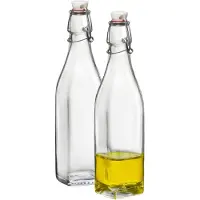 Bormioli Rocco beugelfles/weckfles - 2x - 500 ml - vierkant - transparent - water/olie/azijn/spapen - Karaffen