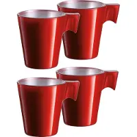 Luminarc Lumicarc Espresso kopjes - 4x - rood metallic - koffiekopjes van 80 ml - 6 x 5.5 cm - keramiek