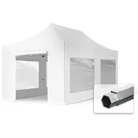 TOOLPORT 3x6 m Easy up partytent PVC met zijwanden (4 panorama), PROFESSIONAL alu 40mm, wit