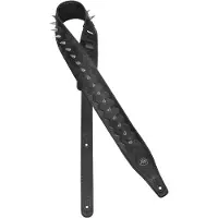 Gaucho GST-653-BK gitaarriem, topkwaliteit leder, zwart, met chromen punten