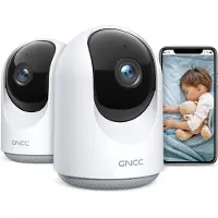 GNCC P1 Wifi Babyfoon met Camera - Met App - 1080P - Bidirectionele Audio - Super IR Nachtzicht - Bewegingsdetectie - Sirene - 2 Stuks - Wit