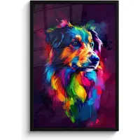 PosterMonkey Poster in lijst - Fotolijst 60x90 cm - Posters - Hond - Kleurrijk - Dier - Dierenhoofd - Posterlijst zwart - Wanddecoratie tienerkamer - Kamer decoratie voor tieners - Tiener jeugdkamer accessoires