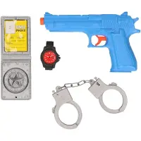 Jonotoys Politie speelgoed pistool en accessoires - kind - verkleed rollenspel - plastic - 13 cm - Speelgoedpistool