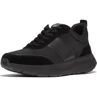 FitFlop Women F-Mode Flow Sneaker Nylon Suede Mix All Black-Schoenmaat 36