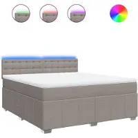 vidaXL Boxspring met matras stof taupe 180x200 cm