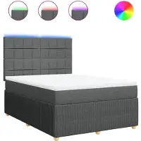 vidaXL Boxspring met matras stof donkergrijs 160x200 cm