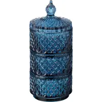 J-Line voorraadpot 3 lagen - glas - blauw