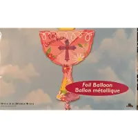 Anagram roze communie folieballon supergroot beker met hostie voor communie kelk