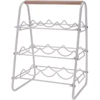 Excellent houseware Metalen wijnrek - wit - voor 9 flessen - 33 x 29 x 46 cm - Wijnrekken