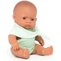 Miniland Dressed Up Asian Girl 21 Cm Baby Doll Groen