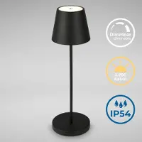 B.K.Licht Tafellamp voor buiten LED accu tafellamp met touchdimmer Kunststof metaal met USB-kabel en ingebouwde batterij IP54 Ø 12 cm (1 stuk)
