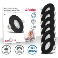Briloner B.K.Licht - LED Badkamer Inbouwspots - zwart - set van 6 - badkamerverlichting - IP65 - kantelbaar - 9 x 4,2 cm (DxH)